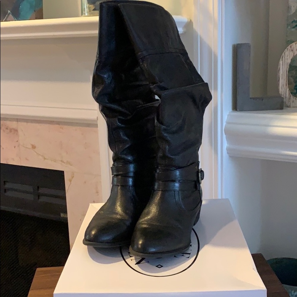 Steve Madden Castro black leather knee high boots